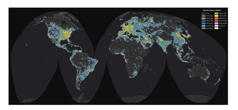 Global map of light pollution (Image: Science Advances)
